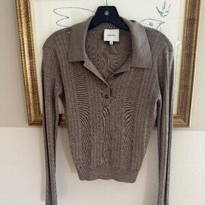 Reformation Merino Wool Long Sleeve polo size S